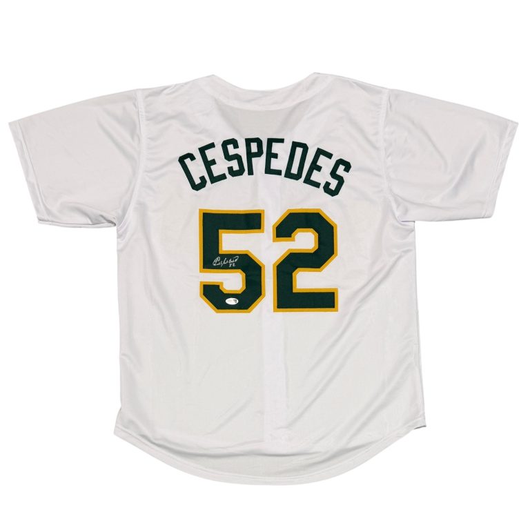 Yoenis Cespedes Signed Oakland Athletics Custom White Jersey JSA Witness COA