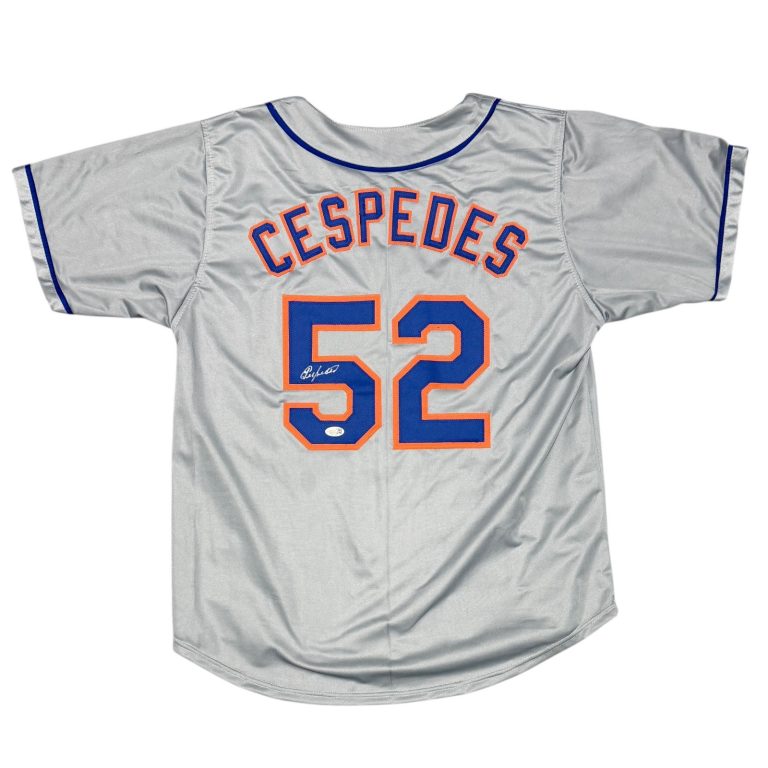 Yoenis Cespedes Signed New York Mets Custom Grey Jersey JSA Witness COA