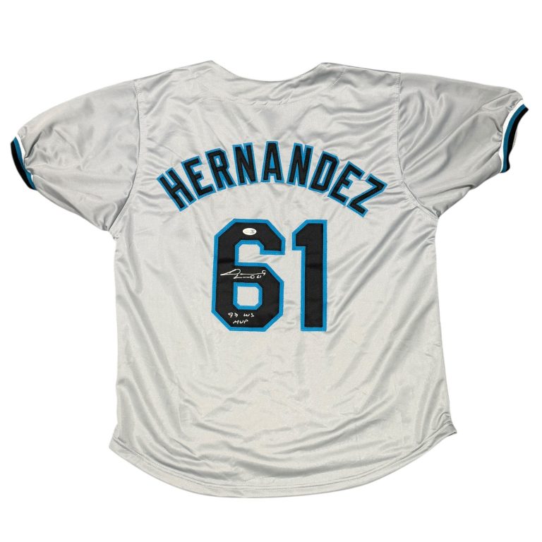 Livan Hernandez Signed Marlins Custom Jersey w/ 97 WS MVP JSA Witness COA