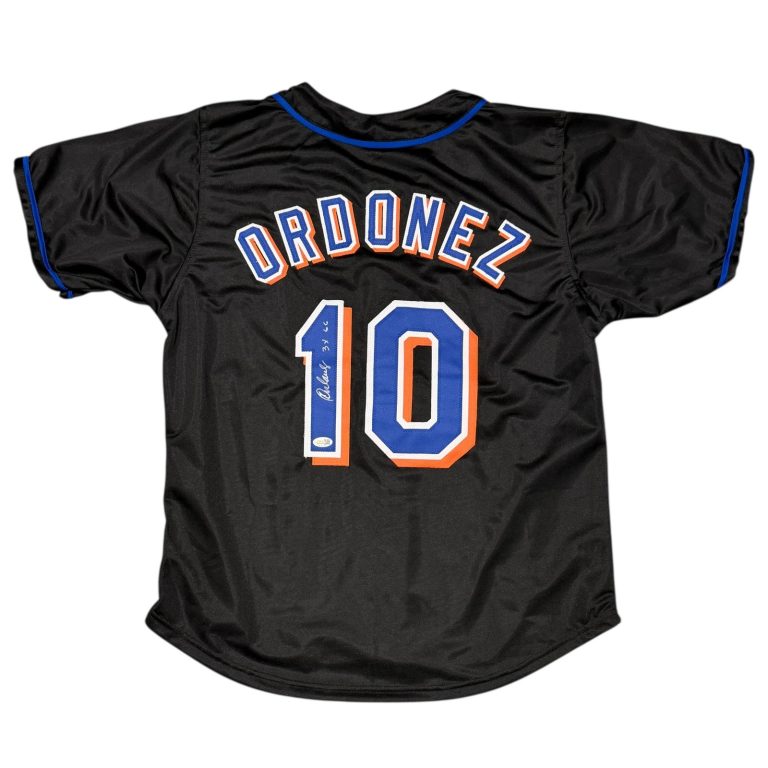 Rey Ordonez Signed New York Mets Custom Black Jersey w/ 3x GG JSA Witness COA