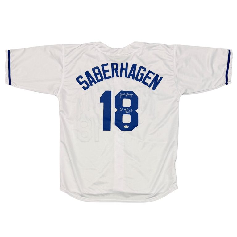 Bret Saberhagen Signed Royals Custom Jersey w/ 85 WS MVP JSA Witness COA