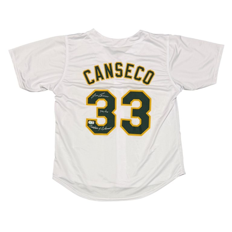 Jose Canseco Signed Athletics Custom Jersey w/ 40/40 + Steroids Beckett Wit COA
