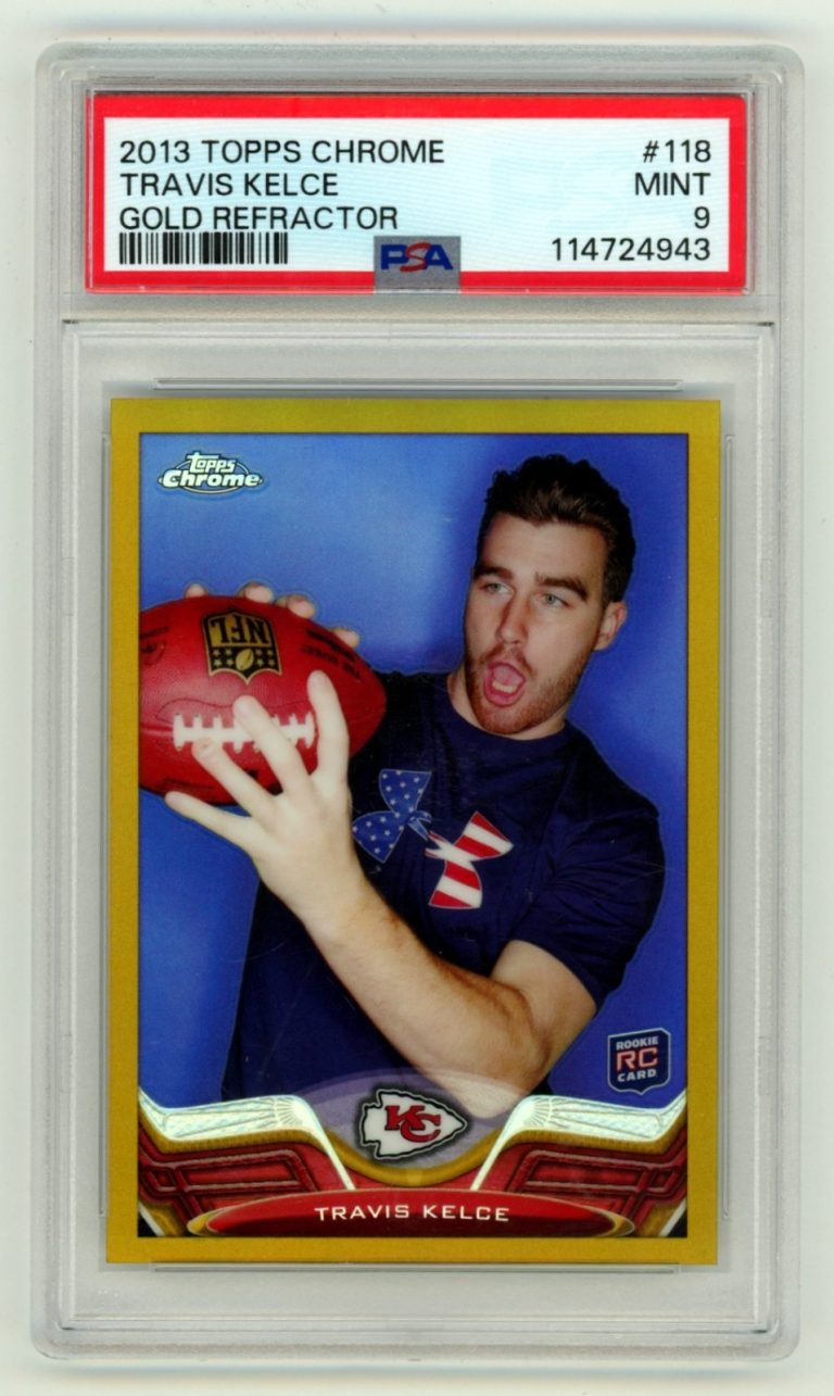 Travis Kelce 2013 Topps Chrome #118 Gold Refractor Rookie RC #3/50 PSA 9 Chiefs