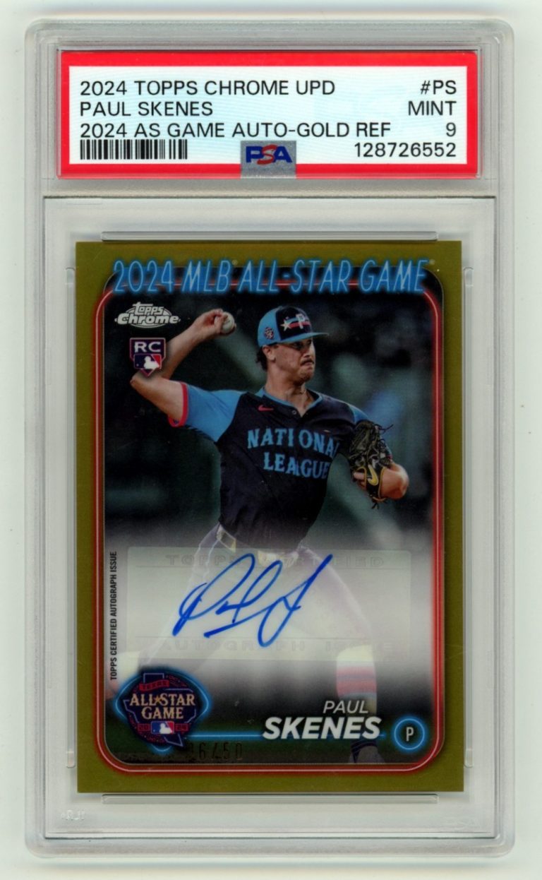 Paul Skenes 2024 Topps Chrome Update Gold Refractor All-Star Auto RC #/50 PSA 9
