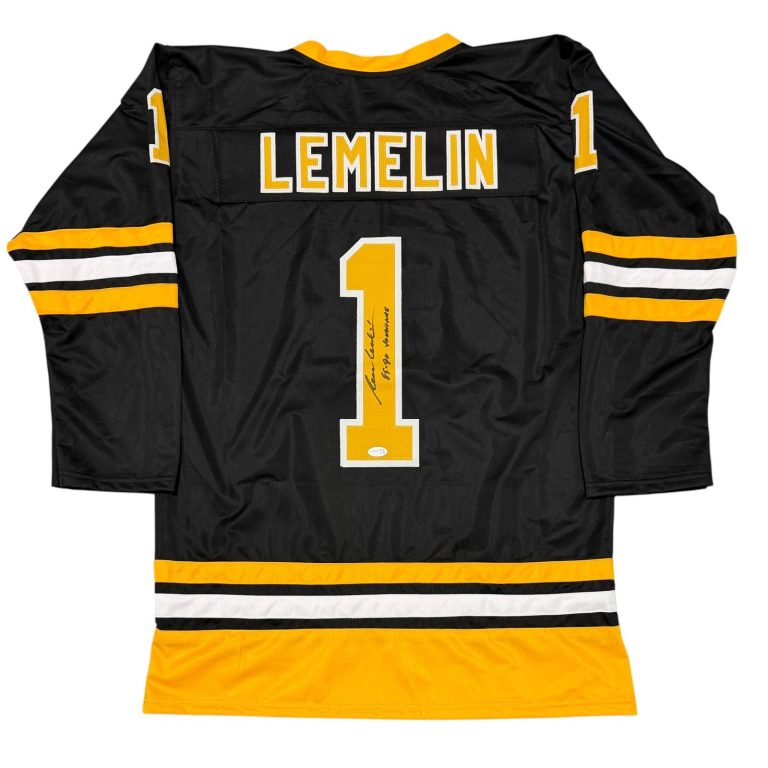 Rejean Lemelin Signed Boston Bruins Custom Jersey w/ 89-90 Jennings JSA Wit COA