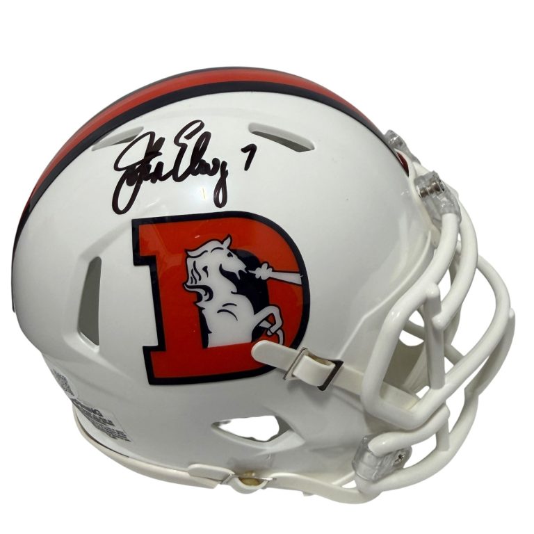John Elway Signed Autographed Denver Broncos TB Alt White Mini Helmet JSA COA