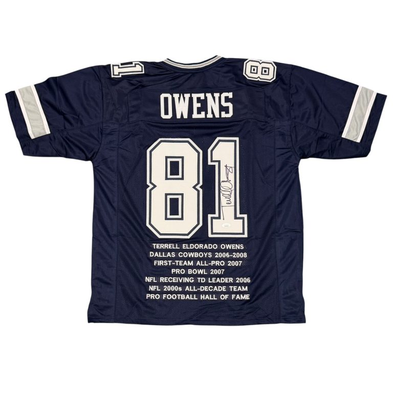 Terrell Owens Signed Autographed Dallas Cowboys Stat Custom Jersey JSA COA