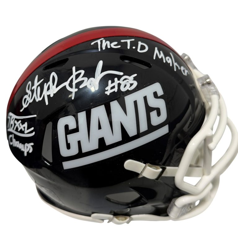 Stephen Baker Signed Giants TB Mini Helmet w/ SB Champs + TD Maker JSA Wit COA