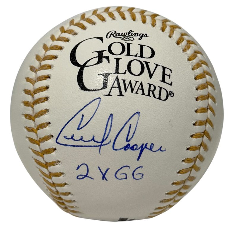 Cecil Cooper Signed Autographed Gold Glove Baseball w/ 2x GG JSA Witness COA