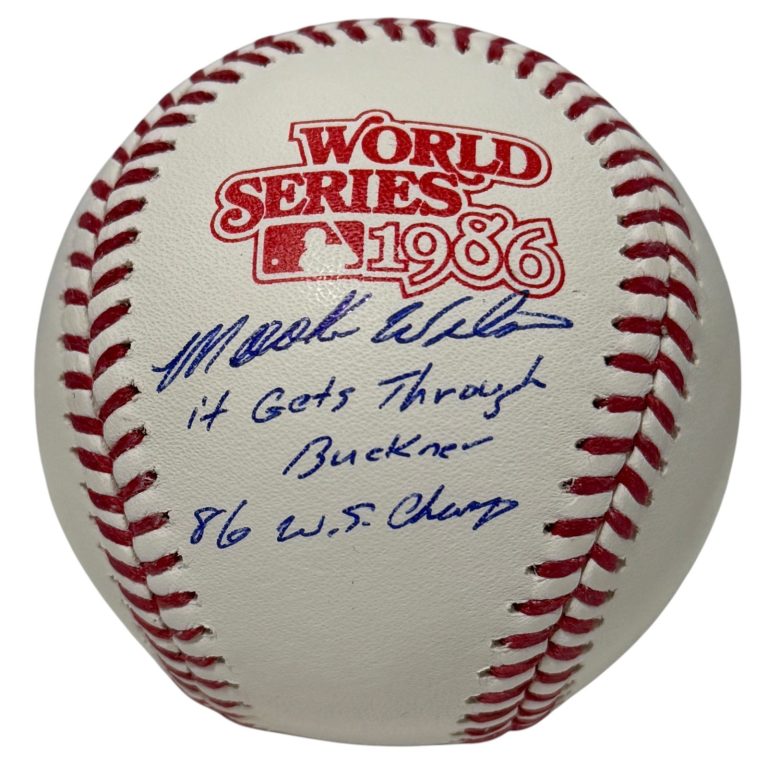 Mookie Wilson Signed 1986 World Series Baseball w/ 2 Insc JSA Witness COA Mets