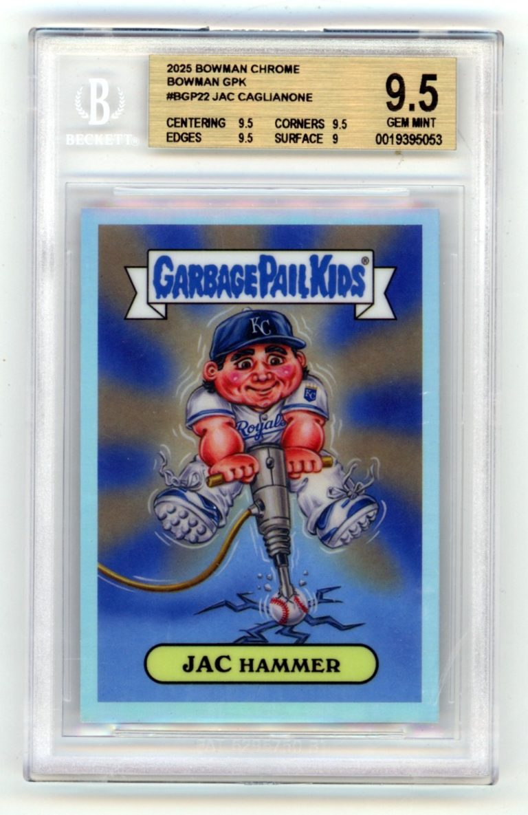 Jac Caglianone 2025 Bowman Chrome Garbage Pail Kids Jac Hammer SP RC BGS 9.5 GEM