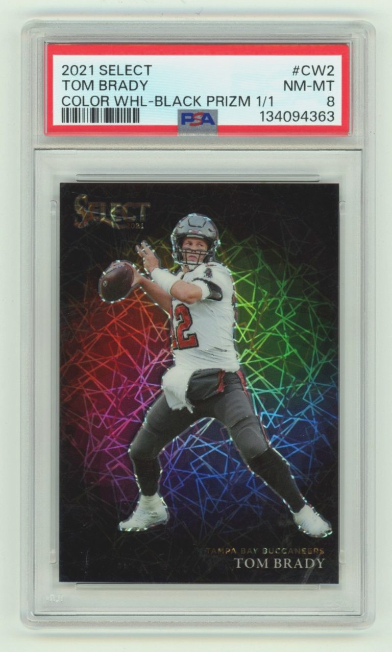 Tom Brady 2021 Panini Select Black Prizm Color Wheel #1/1 Case Hit PSA 8 NM-MT