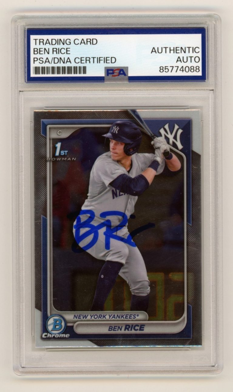 Ben Rice 2024 Bowman Chrome #BCP-186 1st Signed Rookie RC PSA Auto NY Yankees