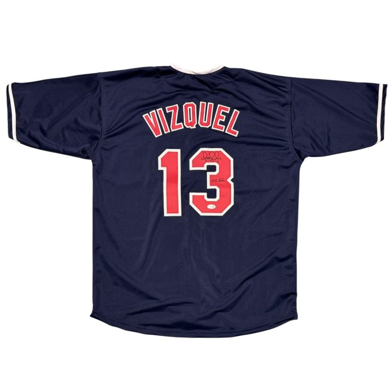 Omar Vizquel Signed Cleveland Indians Custom Jersey w/ 11x GG JSA Witness COA