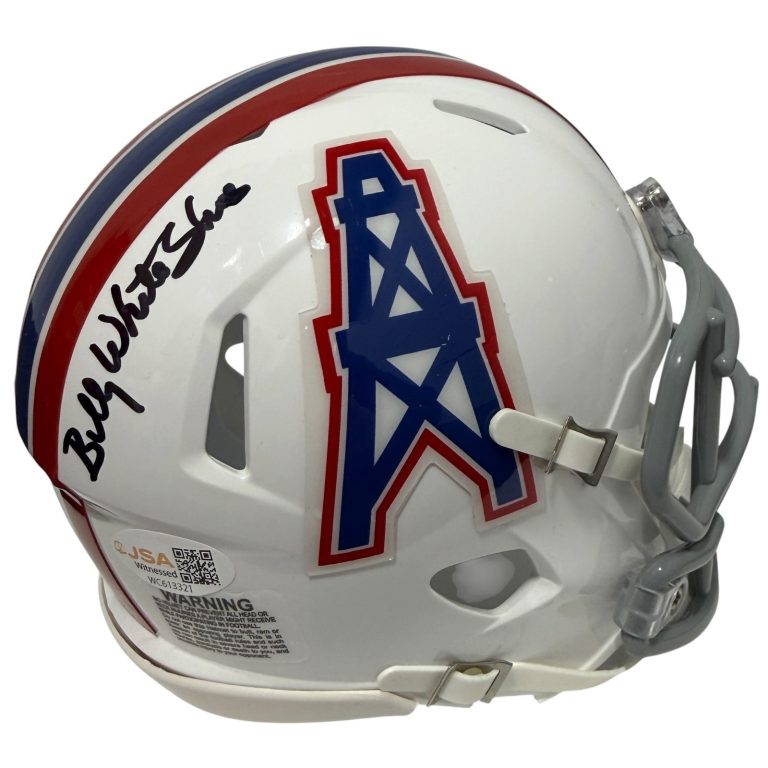 Billy White Shoes Johnson Signed Houston Oilers Speed Mini Helmet JSA Wit COA