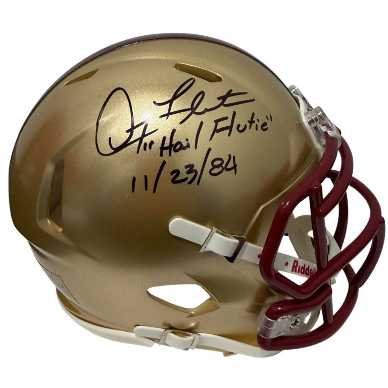 Doug Flutie Signed Boston College Speed Mini Helmet w/ Hail Flutie JSA Wit COA