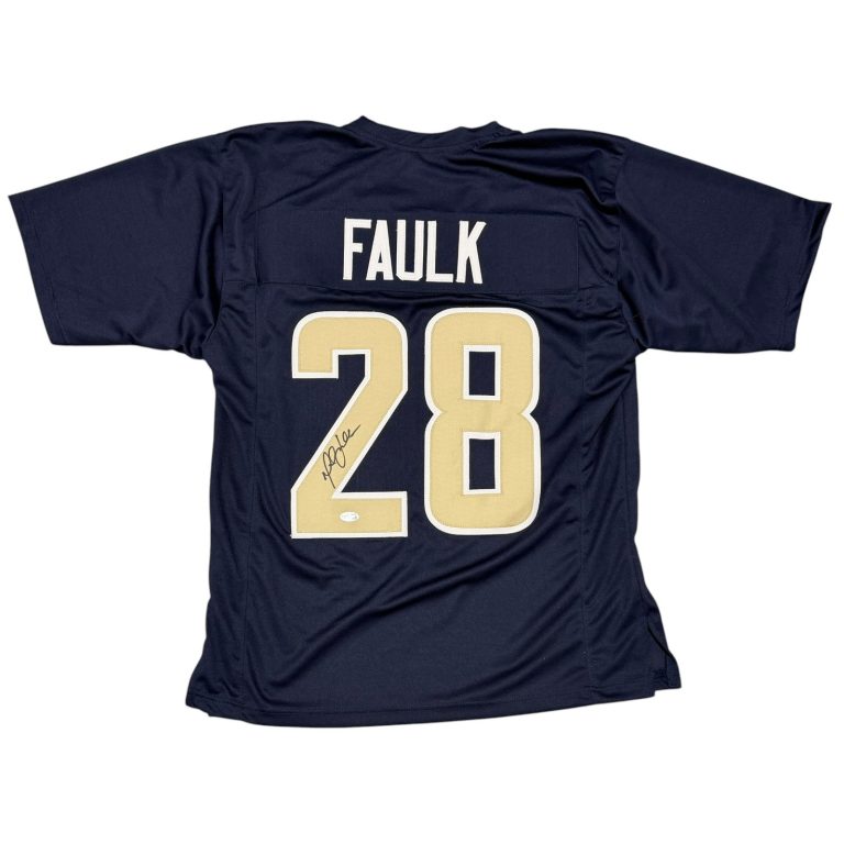 Marshall Faulk Signed St. Louis Rams Custom Navy Jersey JSA Witness COA