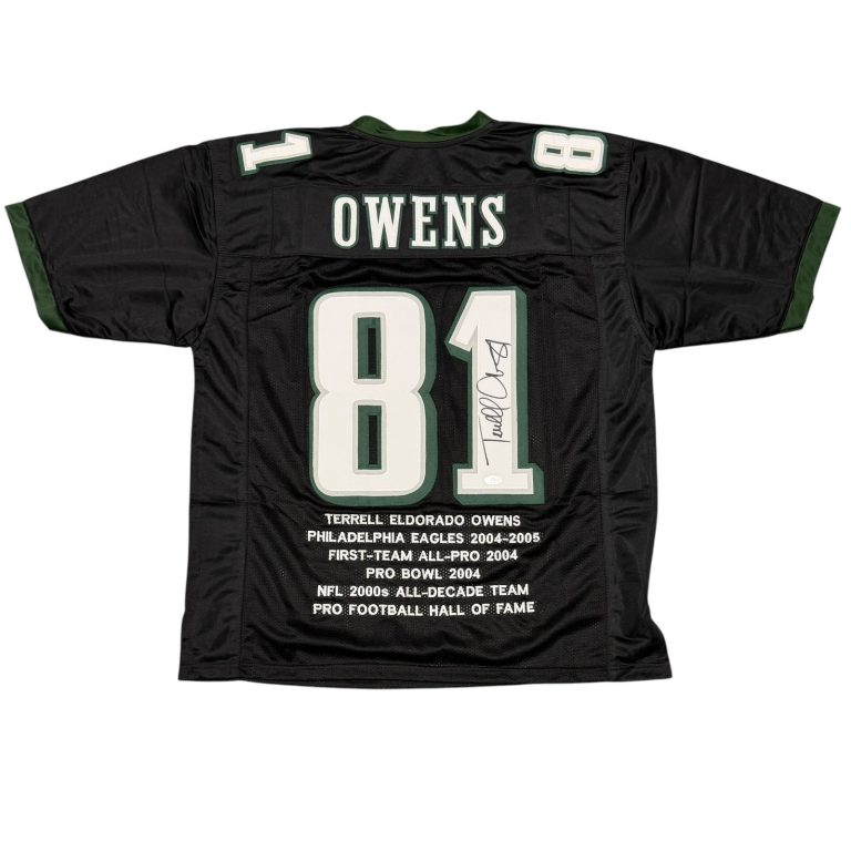 Terrell Owens Signed Autographed Philadelphia Eagles Stat Custom Jersey JSA COA