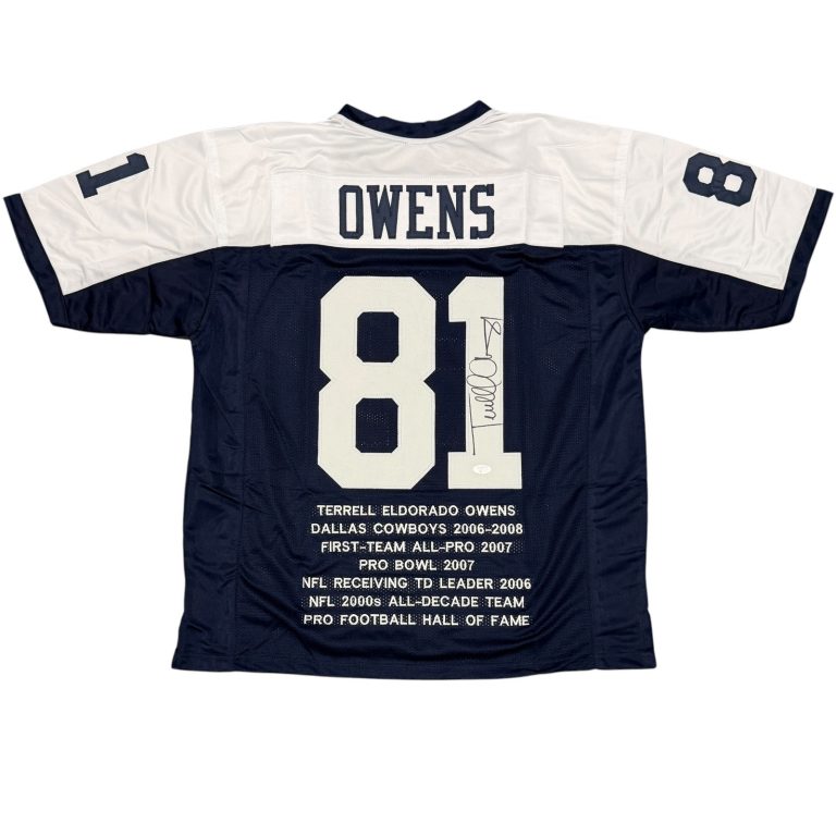 Terrell Owens Signed Autographed Dallas Cowboys TB Stat Custom Jersey JSA COA