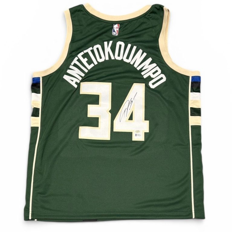 Giannis Antetokounmpo Signed Milwaukee Bucks Nike Jersey Beckett Witness BAS COA
