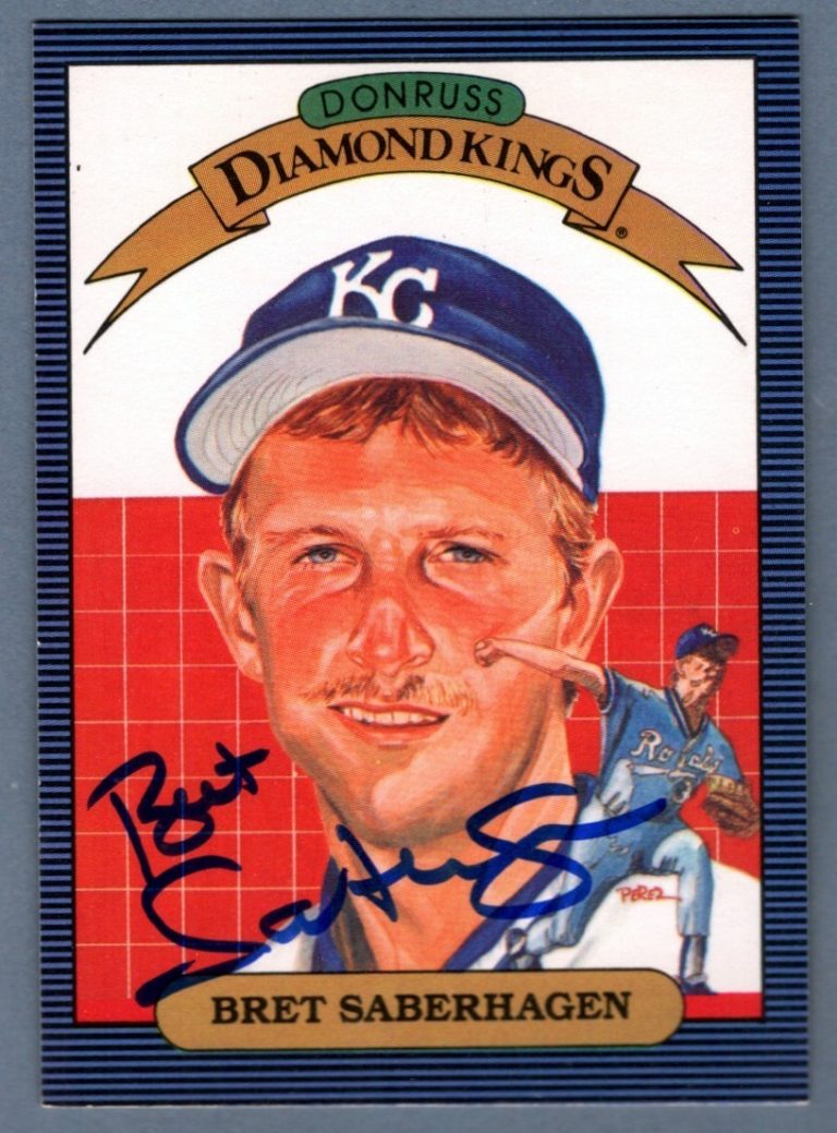 Bret Saberhagen Signed 1985 Donruss Diamond Kings #11 RC LSCM COA Royals