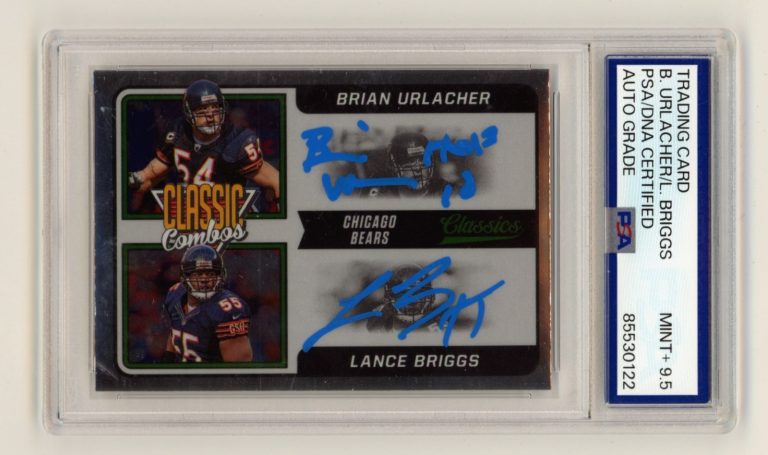 Brian Urlacher Lance Briggs 2021 Panini Classic Combo Dual Signed w Ins PSA 9.5