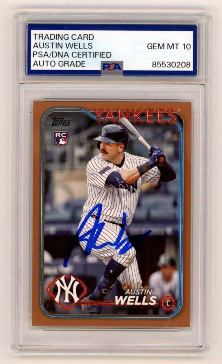 Austin Wells 2024 Topps Series 2 #624 Gold Parallel Signed RC /2024 PSA 10 Auto
