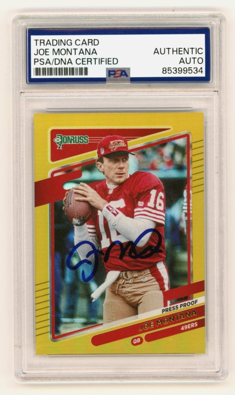 Joe Montana 2021 Donruss Gold Holo Variation Press Proof Auto PSA Authentic Auto