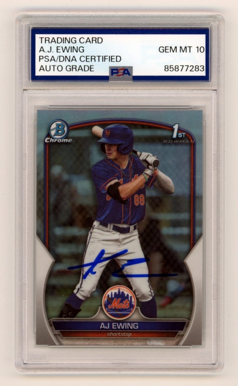 AJ Ewing 2023 Bowman Chrome 1st Signed Auto Refractor RC PSA 10 Auto NY Mets