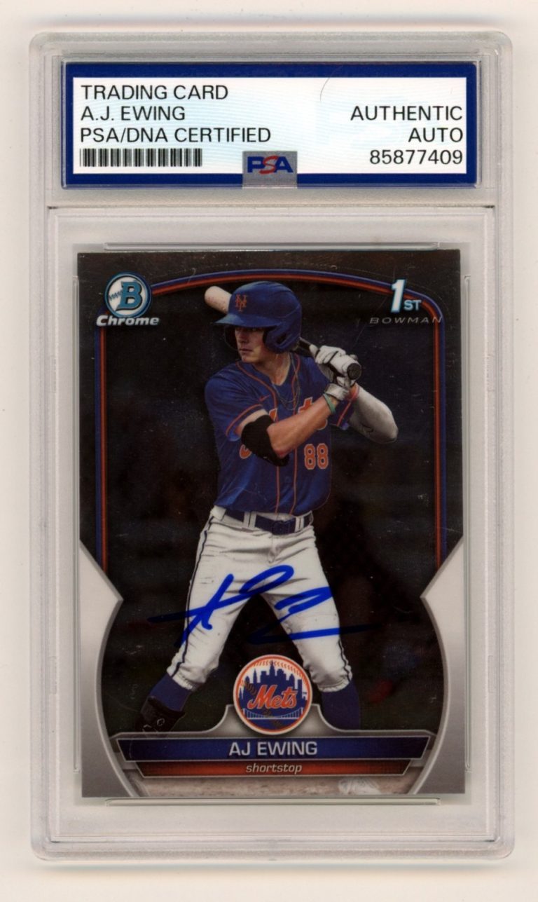 AJ Ewing 2023 Bowman Chrome 1st Signed Autograph Rookie RC PSA Authentic Auto