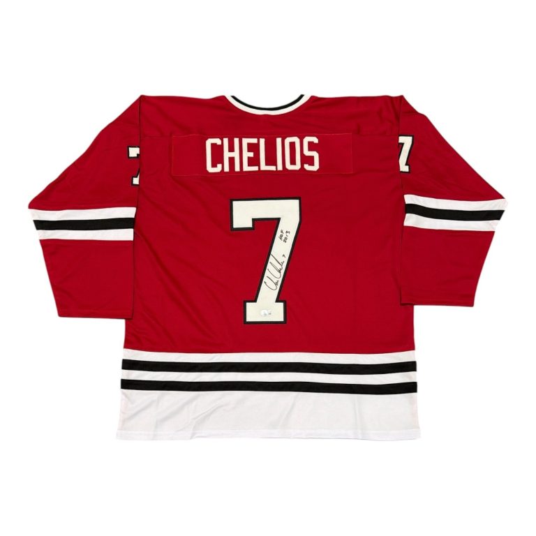 Chris Chelios Signed Chicago Custom Jersey w/ HOF 2013 Beckett Witness BAS COA