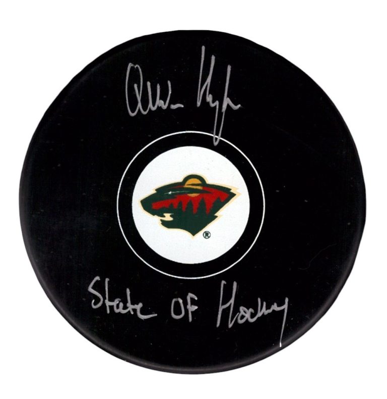 Quinn Hughes Signed Minnesota Wild Logo Puck w/ State of Hockey Fanatics COA