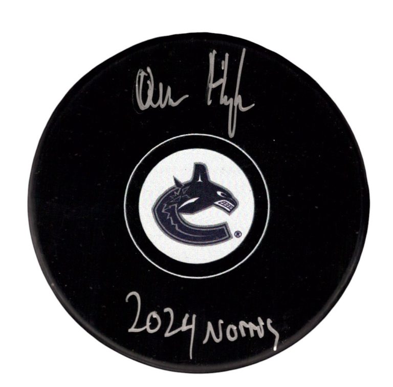 Quinn Hughes Signed Vancouver Canucks Logo Puck w/ 2024 Norris Insc Fanatics COA