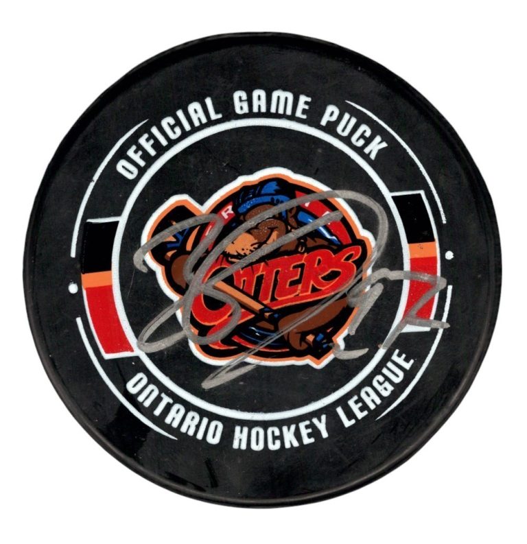 Connor McDavid Signed Autographed Erie Otters OHL Game Puck Upper Deck UDA COA