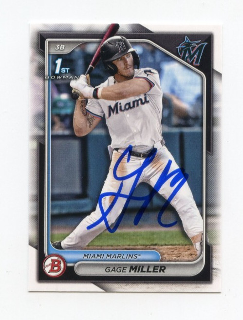 GAGE MILLER SIGNED AUTOGRAPHED 2024 BOWMAN DRAFT BASEBALL CARD AUTO