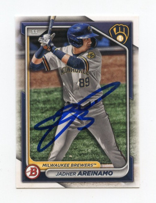 JADHER AREINAMO SIGNED AUTOGRAPHED 2024 BOWMAN BASEBALL CARD AUTO