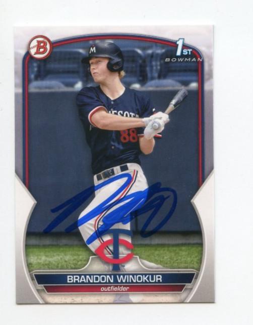 BRANDON WINOKUR SIGNED AUTOGRAPHED 2023 BOWMAN DRAFT BASEBALL CARD AUTO