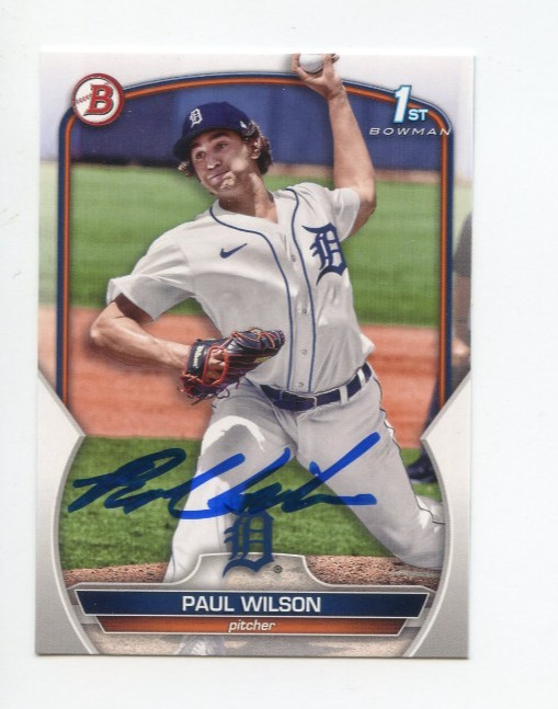 PAUL WILSON SIGNED AUTOGRAPHED 2023 BOWMAN DRAFT BASEBALL CARD AUTO