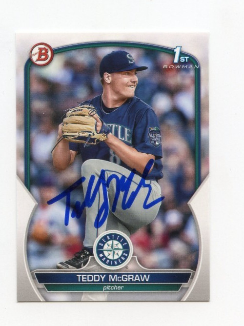 TEDDY MCGRAW SIGNED AUTOGRAPHED 2023 BOWMAN DRAFT BASEBALL CARD AUTO