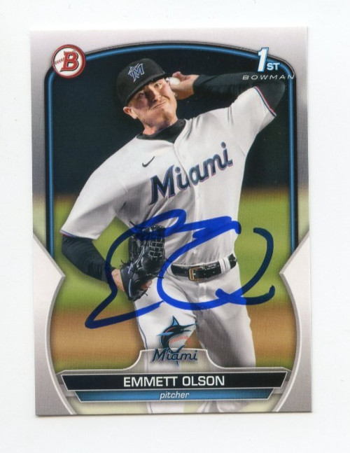 EMMETT OLSON SIGNED AUTOGRAPHED 2023 BOWMAN DRAFT BASEBALL CARD AUTO