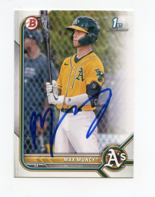 MAX MUNCY SIGNED AUTOGRAPHED 2022 BOWMAN BASEBALL CARD AUTO