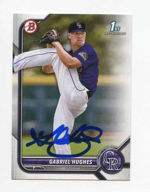 GABRIEL HUGHES SIGNED AUTOGRAPHED 2022 BOWMAN DRAFT BASEBALL CARD AUTO