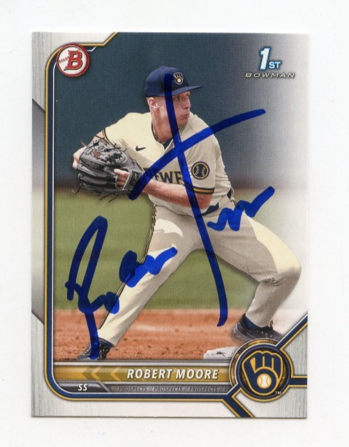 ROBERT MOORE SIGNED AUTOGRAPHED 2022 BOWMAN DRAFT BASEBALL CARD AUTO