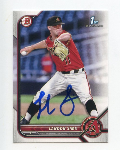LANDON SIMS SIGNED AUTOGRAPHED 2022 BOWMAN DRAFT BASEBALL CARD AUTO