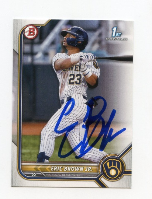 ERIC BROWN JR SIGNED AUTOGRAPHED 2022 BOWMAN DRAFT BASEBALL CARD AUTO