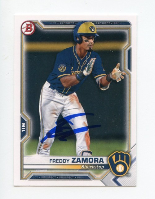 FREDDY ZAMORA SIGNED AUTOGRAPHED 2021 BOWMAN BASEBALL CARD AUTO
