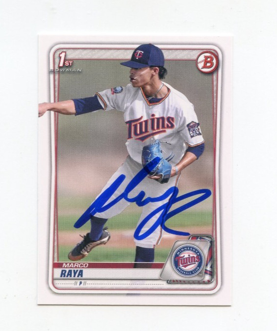 MARCO RAYA SIGNED AUTOGRAPHED 2020 BOWMAN DRAFT BASEBALL CARD AUTO