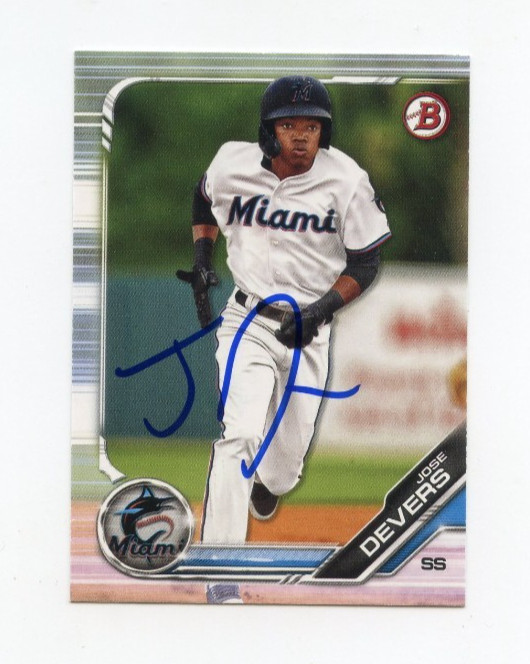 JOSE DEVERS SIGNED AUTOGRAPHED 2019 BOWMAN DRAFT BASEBALL CARD AUTO