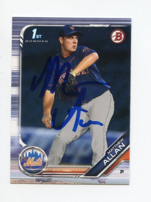 MATTHEW ALLAN SIGNED AUTOGRAPHED 2019 BOWMAN DRAFT BASEBALL CARD AUTO