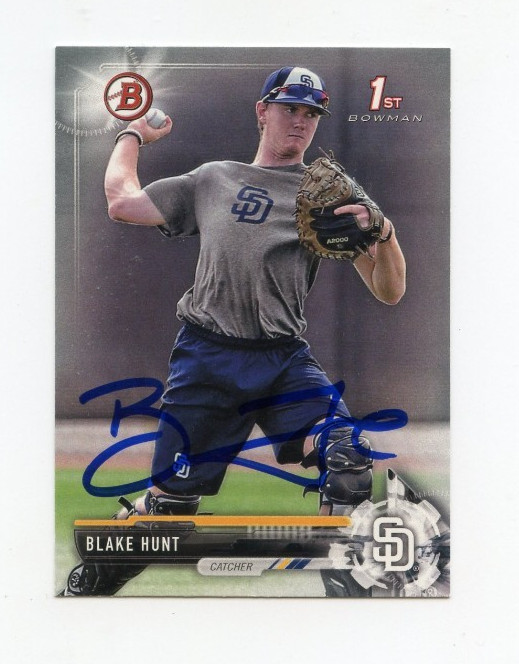 BLAKE HUNT SIGNED AUTOGRAPHED 2017 BOWMAN DRAFT BASEBALL CARD AUTO